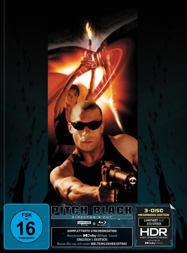 Pitch Black - Director's Cut - Mediabook (Ultra-HD Blu-ray + 2x Blu-ray) Red-Artwork - 333 Stück